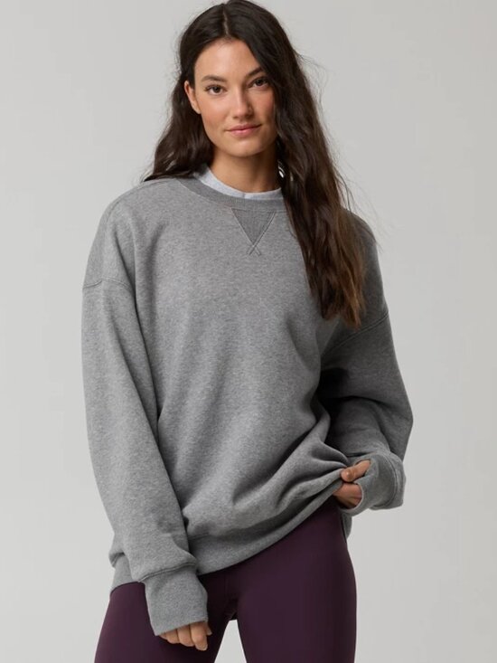 Offline Tops - OFFLINE By Aerie Cloud Fleece Oversized Crewneck Sweatshirt in Gray Size L